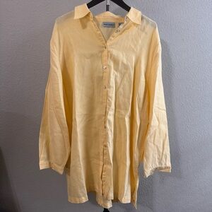 Marsh Landing Men's Button Up Shirt 2X Long Sleeve Yellow Linen NWOT